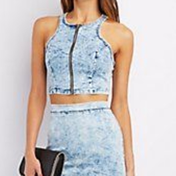 Charlotte Russe Tops - Charlotte Russe Medium Too acid washed denim